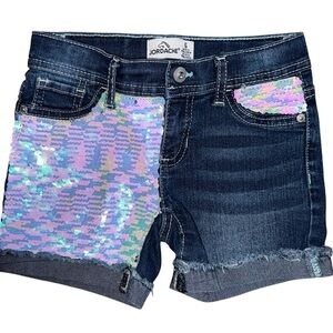 Jordache Kids Dark Denim Shorts with Iridescent Sequins